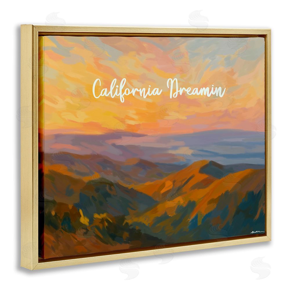 Amelia Noyes California Dreamin' Mountains Gold Floating Frame Canvas Wall Art Print