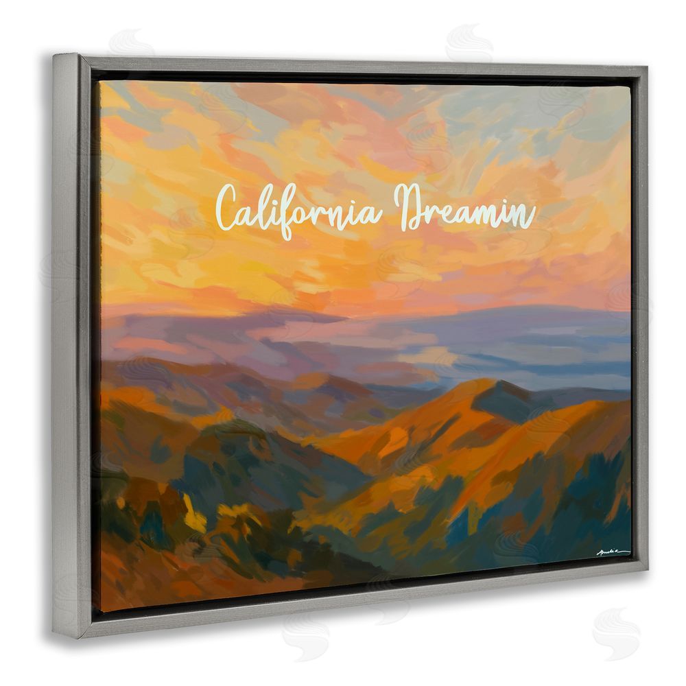 Amelia Noyes California Dreamin' Mountains Gray Floating Frame Canvas Wall Art Print