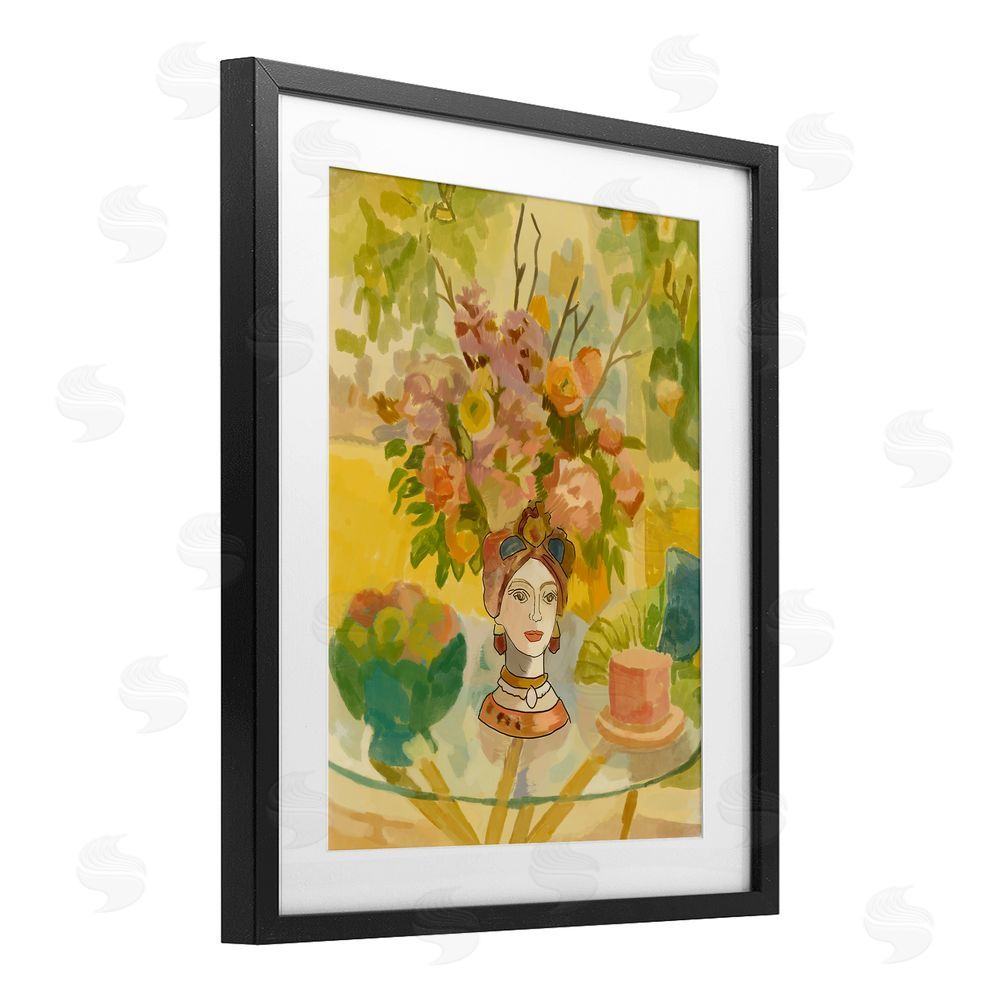 Amelia Noyes Flower Head Vase Black Framed Print Under Glass with Mat Wall Art
