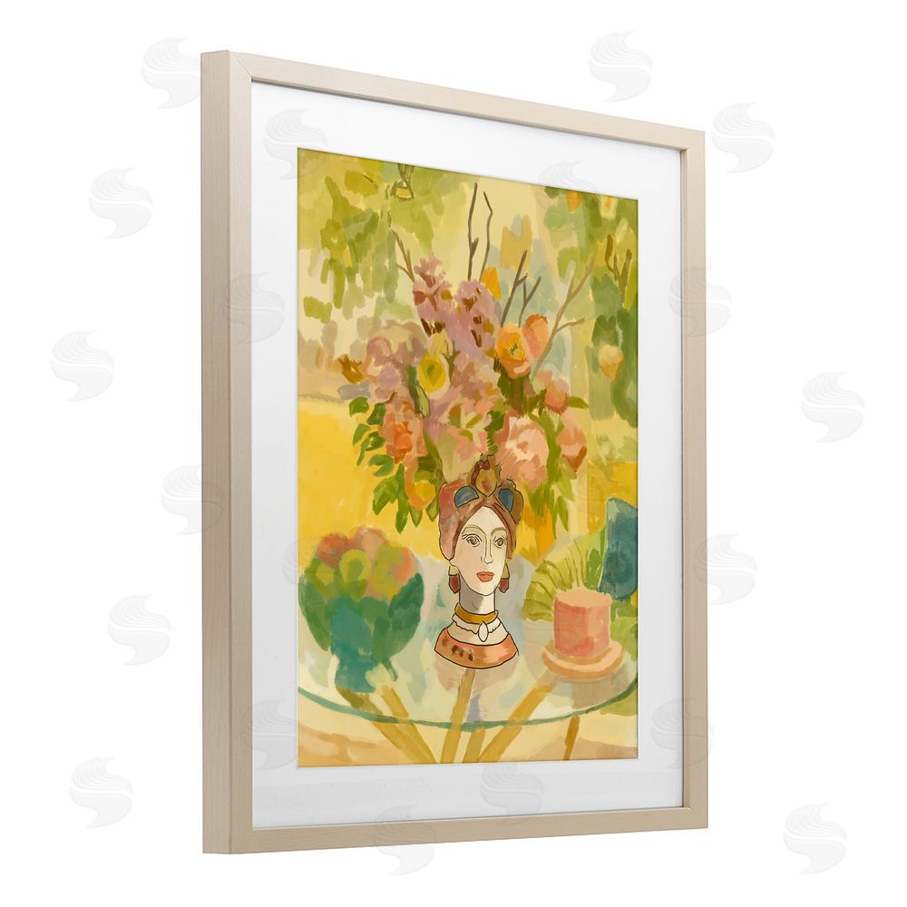 Amelia Noyes Flower Head Vase Brown Framed Print Under Glass with Mat Wall Art