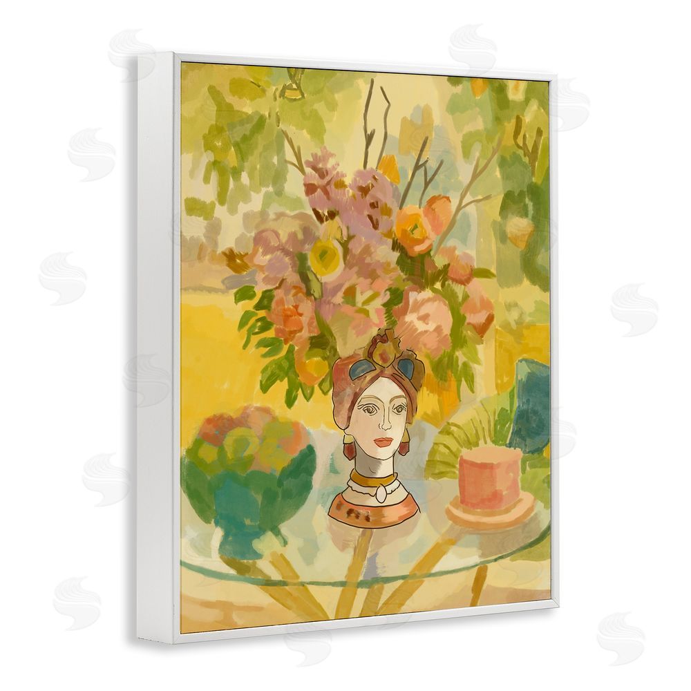 Amelia Noyes Flower Head Vase White Framed Giclee Wall Art Print