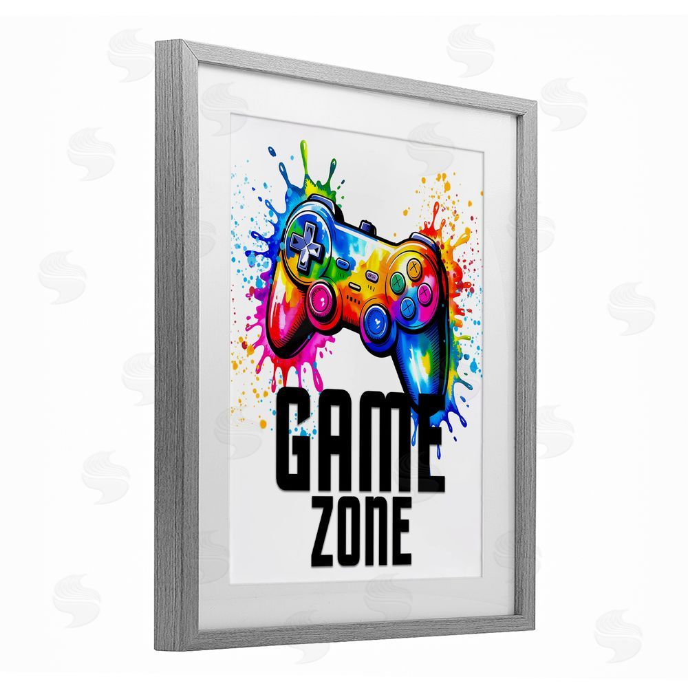 Kim Allen Game Zone Bright Splash Gray Framed Print Under Glass Wall Art