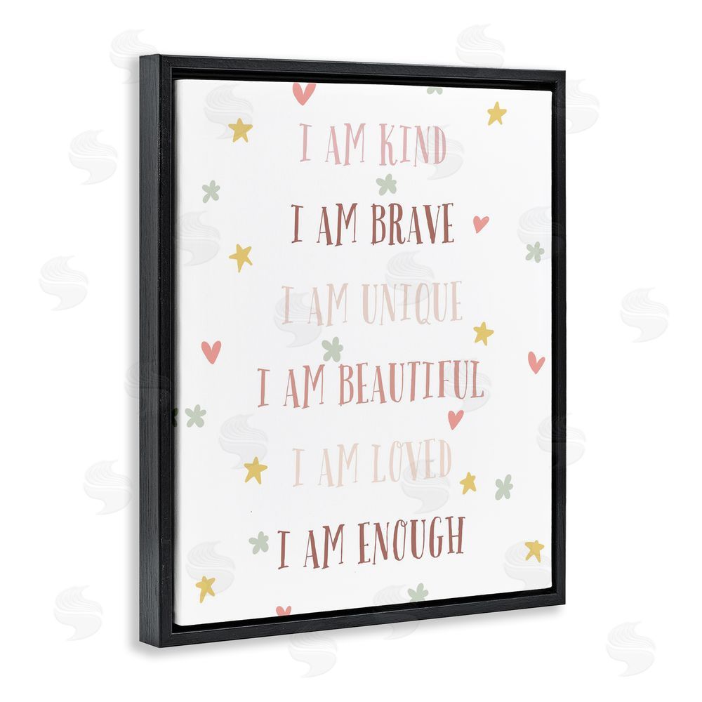 Katie Griggs I am Empowerment Quotes Black Floating Framed Canvas Wall Art
