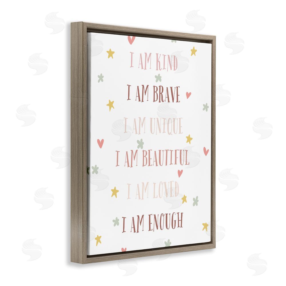 Katie Griggs I am Empowerment Quotes Brown Floating Framed Canvas Wall Art