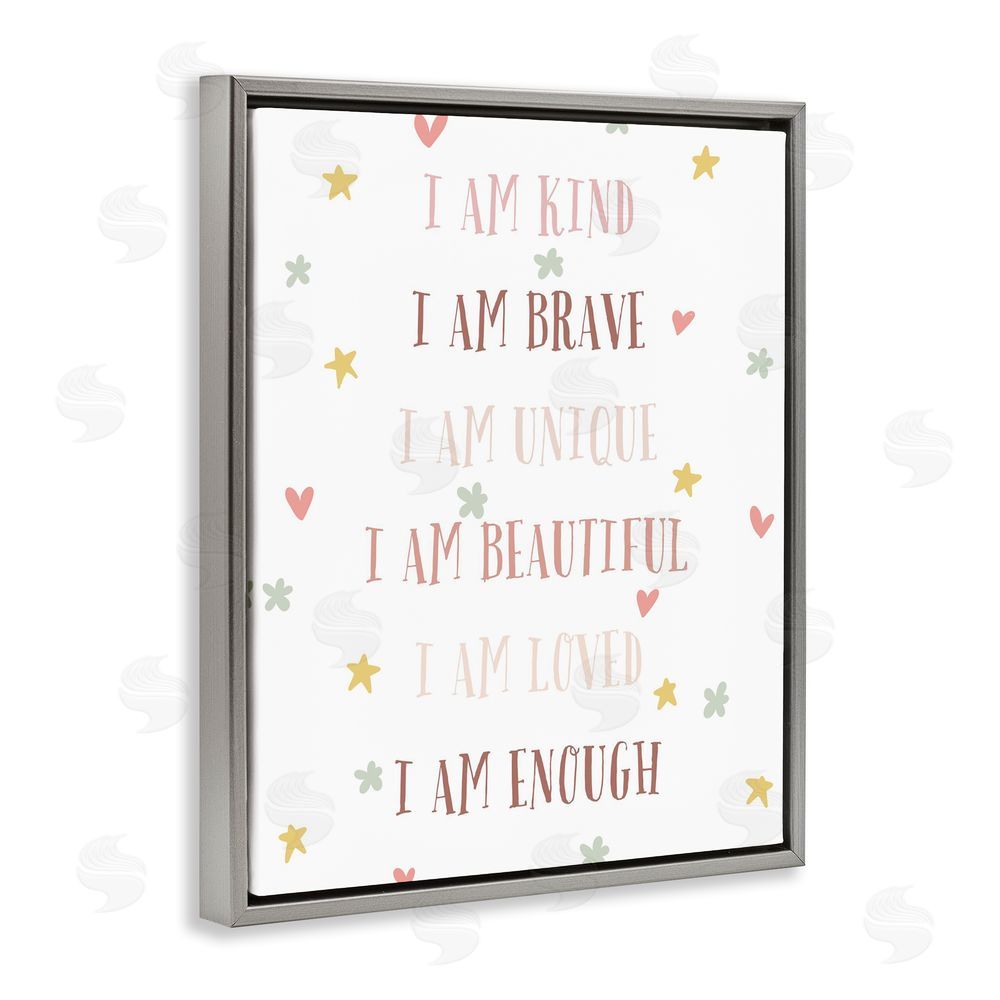 Katie Griggs I am Empowerment Quotes Gray Floating Framed Canvas Wall Art