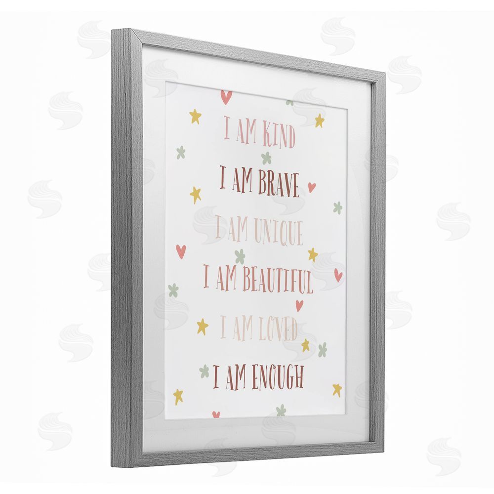 Katie Griggs I am Empowerment Quotes Gray Framed Print Under Glass Wall Art