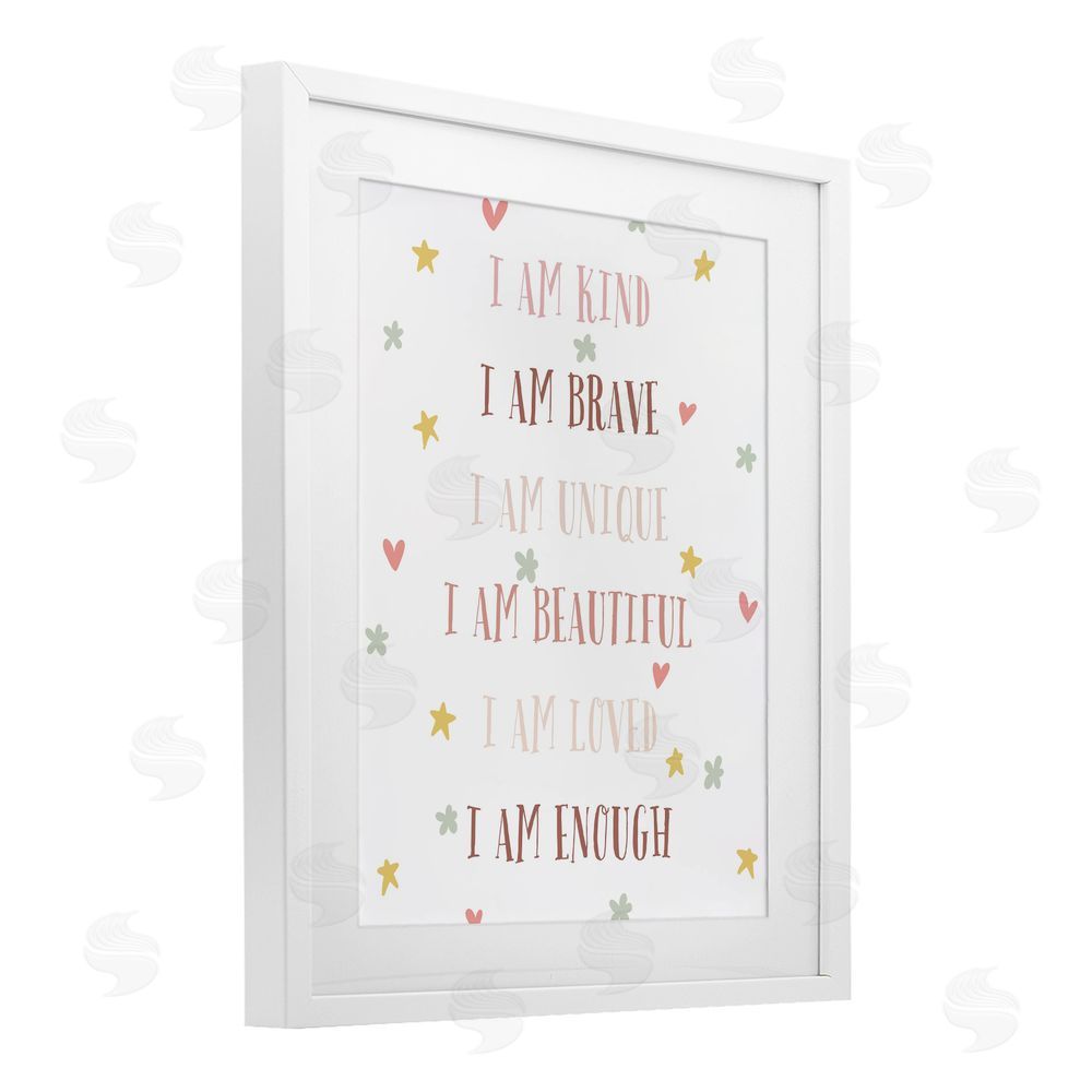 Katie Griggs I am Empowerment Quotes White Framed Print Under Glass Wall Art