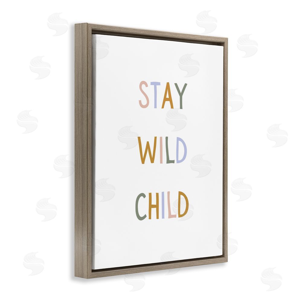 Katie Griggs Stay Wild Child Brown Floating Framed Canvas Wall Art Print