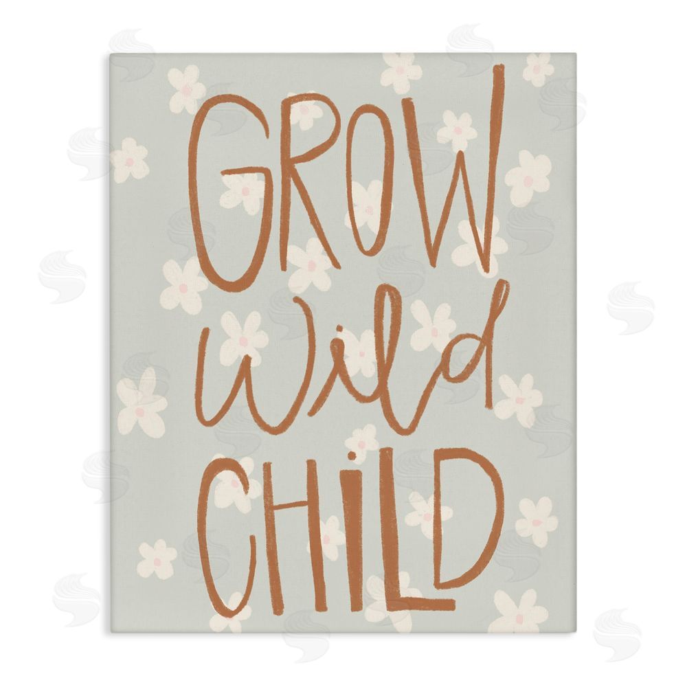 Katie Griggs Grow Wild Child Flowers Stretched Canvas Wall Art Print