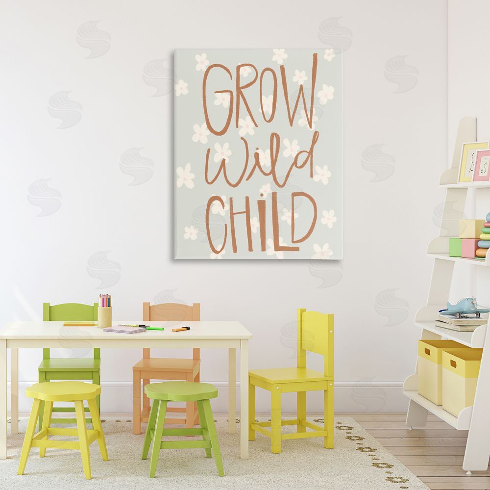 Katie Griggs Grow Wild Child Flowers Stretched Canvas Wall Art Print in Room