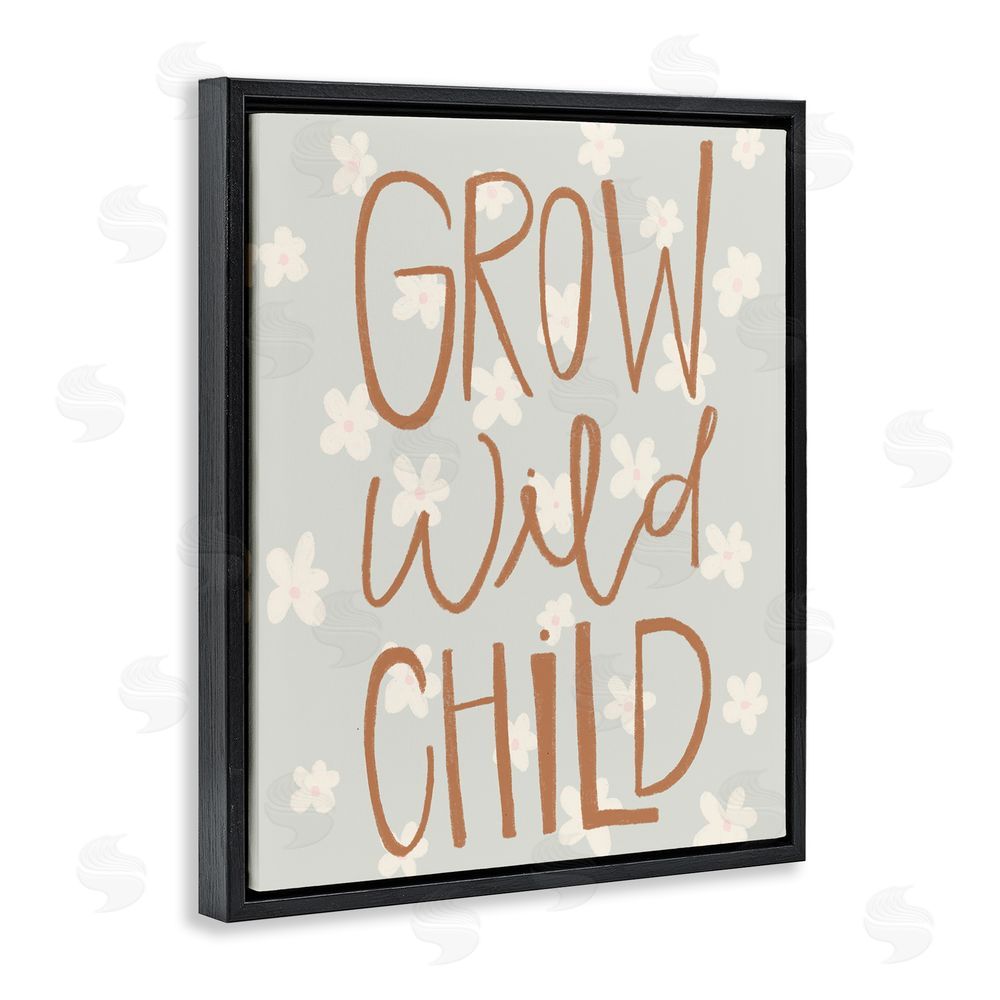 Katie Griggs Grow Wild Child Flowers Black Floating Frame Canvas Wall Art Print