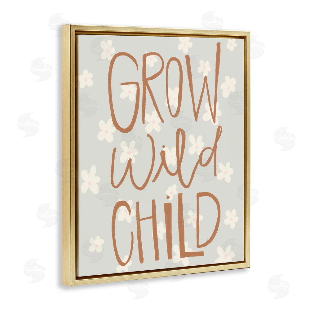 Katie Griggs Grow Wild Child Flowers Gold Floating Frame Canvas Wall Art Print