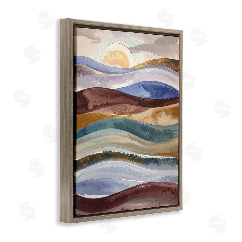 Alonza Saunders Layered Ocean Flow Brown Floating Frame Canvas Wall Art Print
