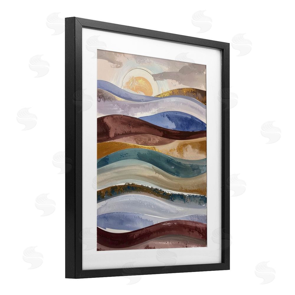 Alonza Saunders Layered Ocean Flow Black Framed Print Under Glass Wall Art