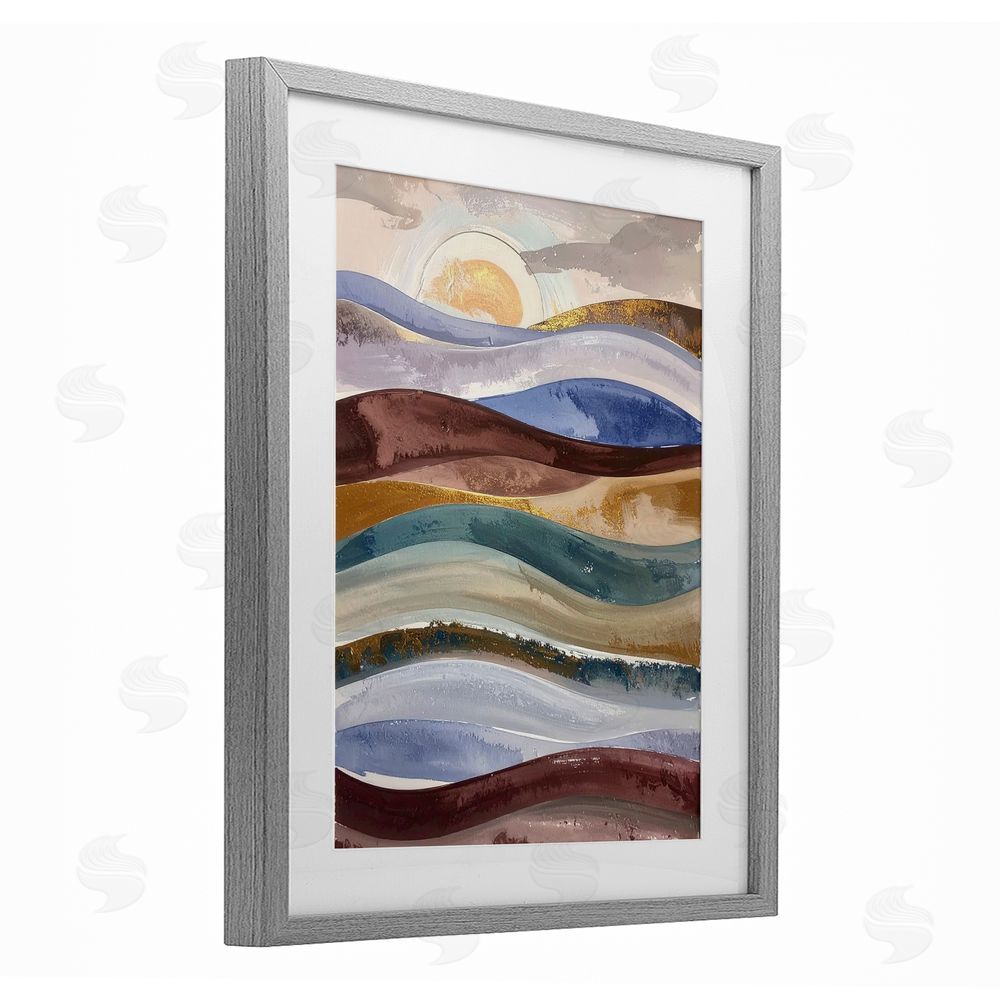 Alonza Saunders Layered Ocean Flow Gray Framed Print Under Glass Wall Art