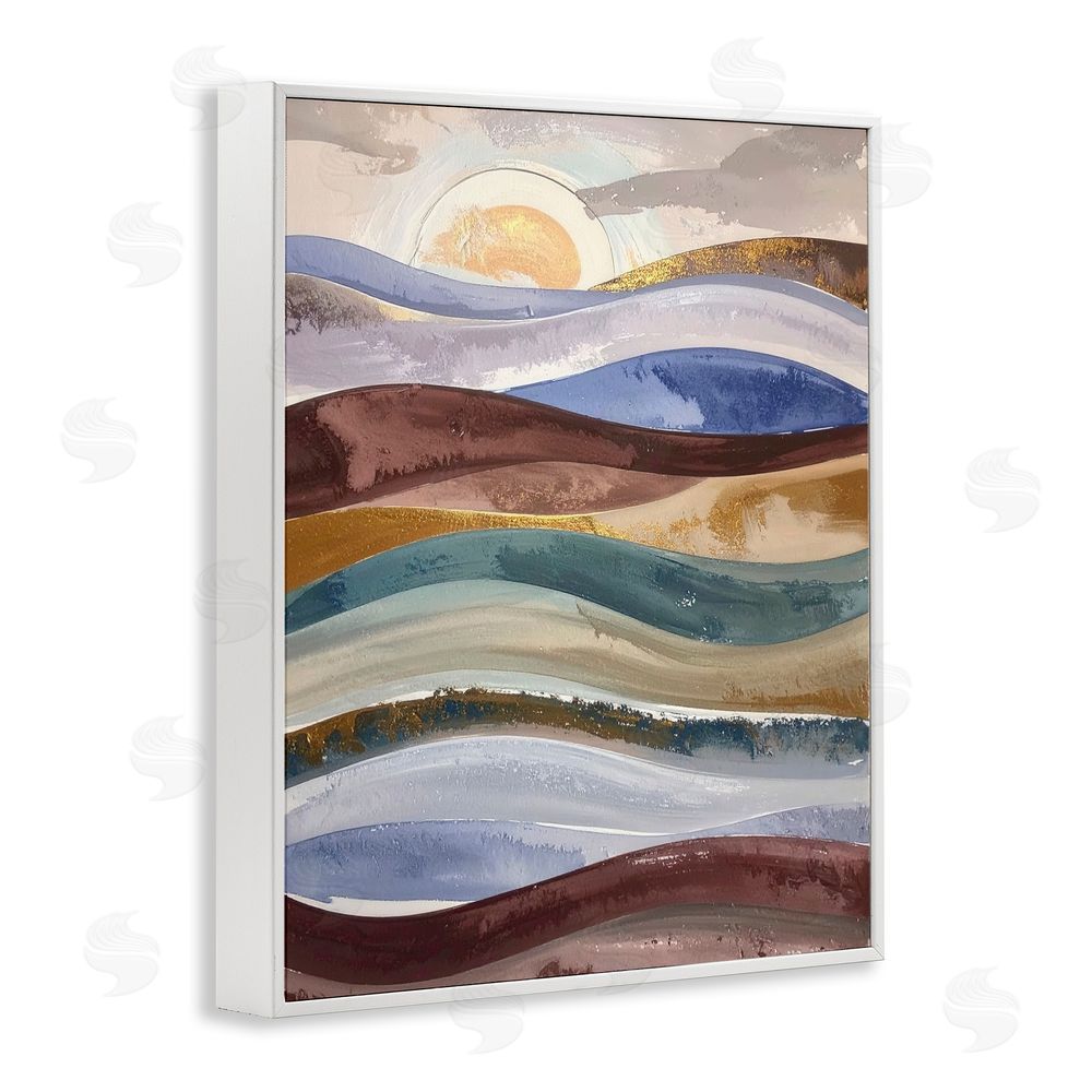 Alonza Saunders Layered Ocean Flow White Framed Giclee Wall Art Print