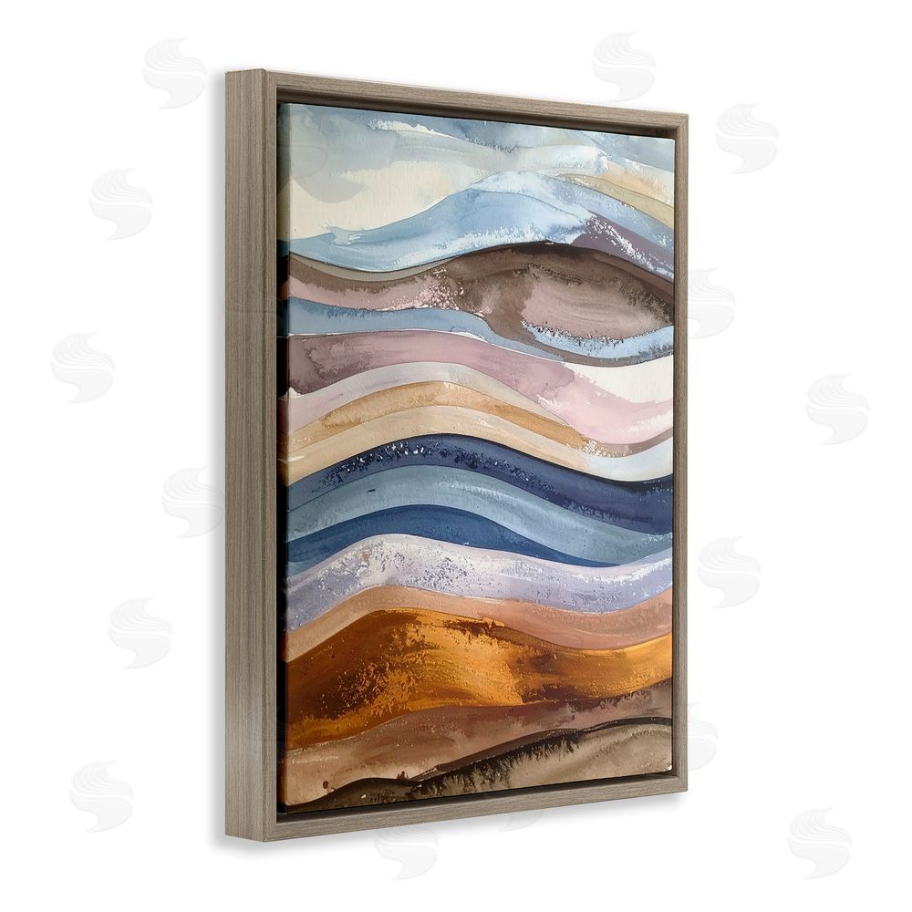 Alonza Saunders Ocean Flow Layers Brown Floating Frame Canvas Wall Art Print