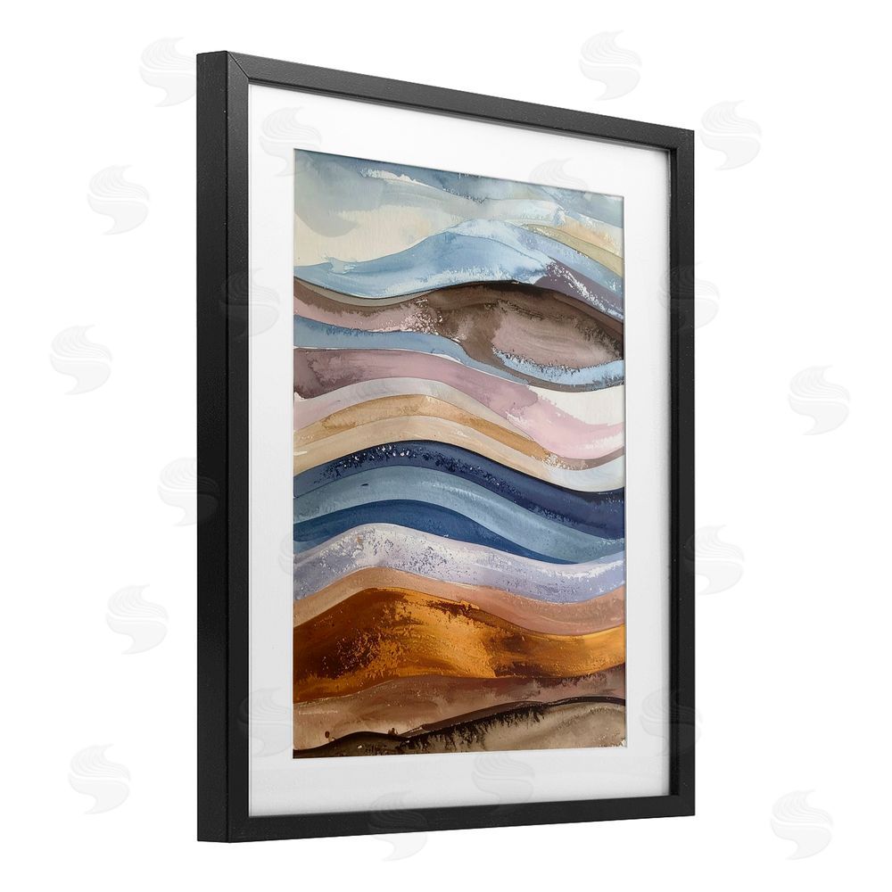 Alonza Saunders Ocean Flow Layers Black Framed Print Under Glass Wall Art