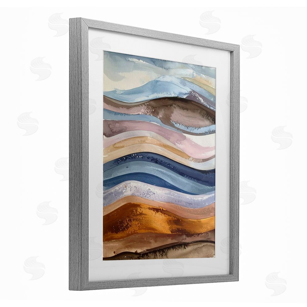 Alonza Saunders Ocean Flow Layers Gray Framed Print Under Glass Wall Art