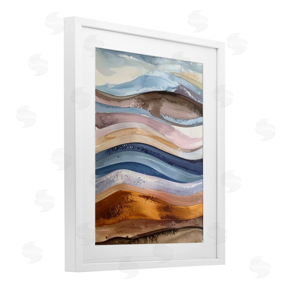 Alonza Saunders Ocean Flow Layers White Framed Print Under Glass Wall Art