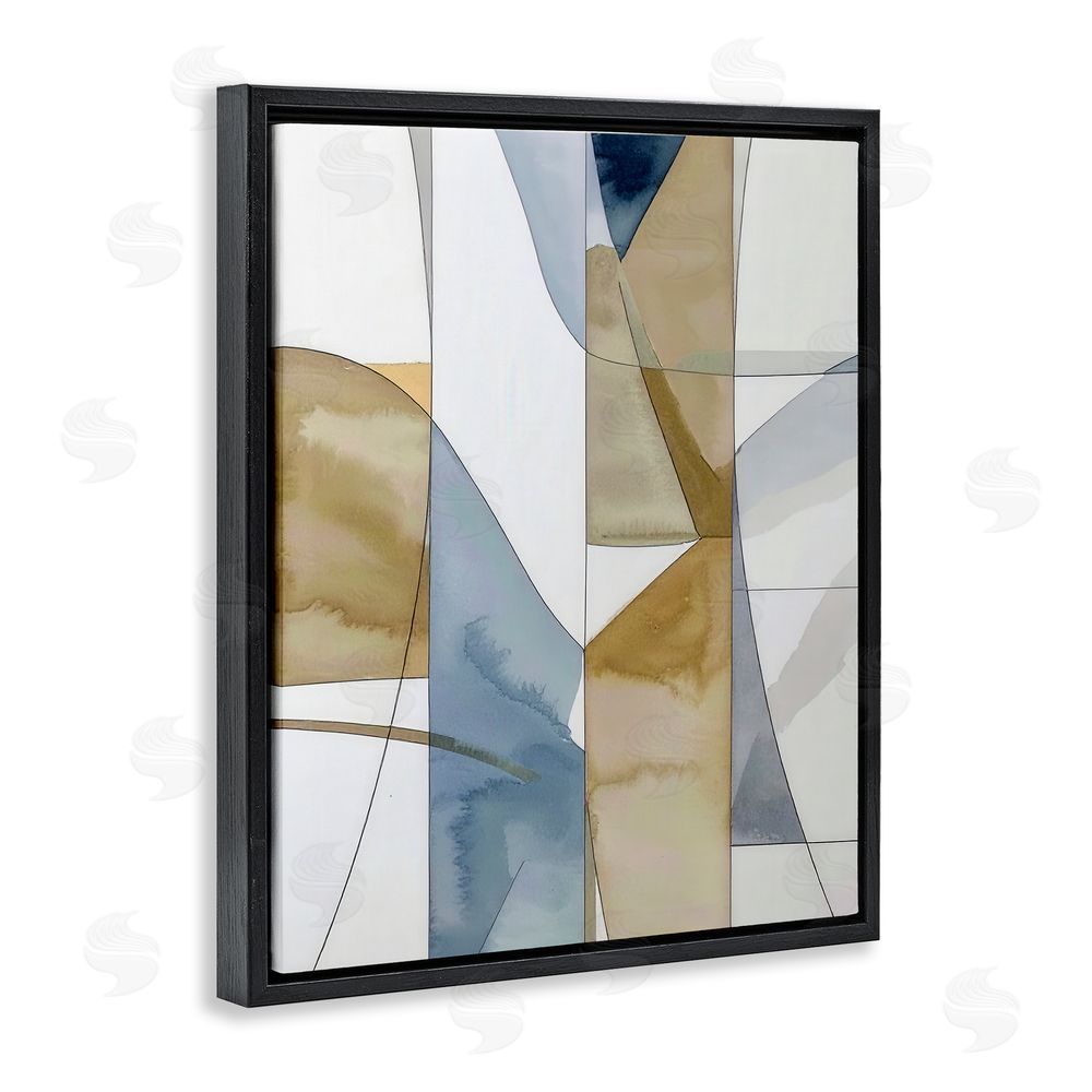 Alonza Saunders Geographic Abstract Sections Black Floating Frame Canvas Wall Art Print