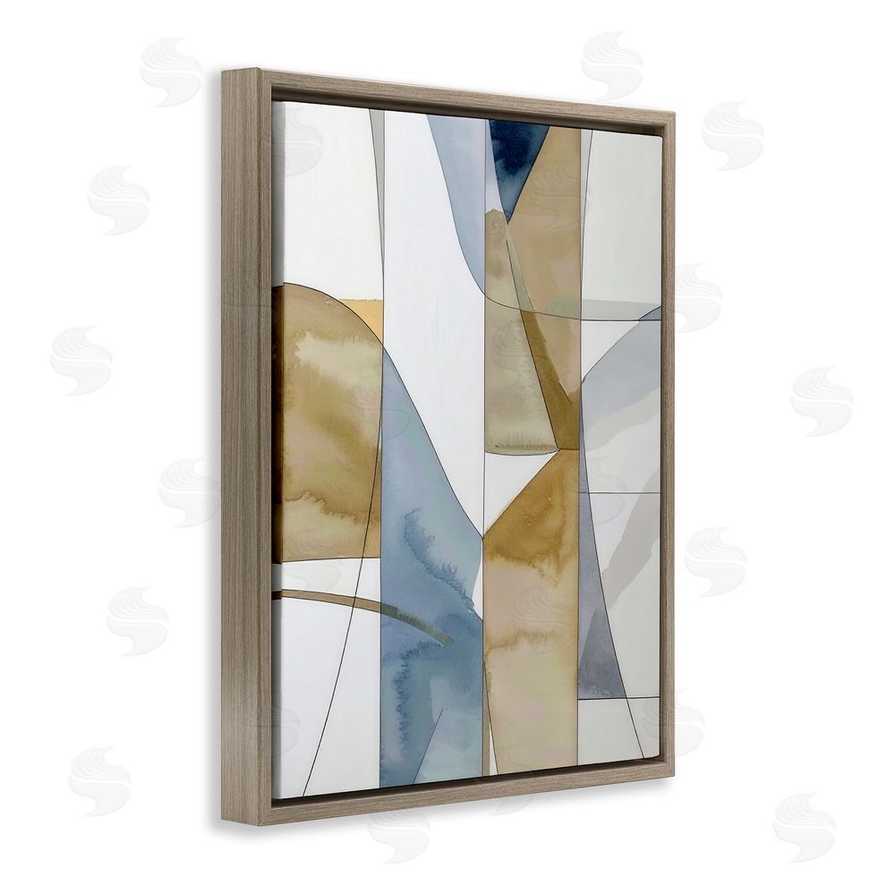 Alonza Saunders Geographic Abstract Sections Brown Floating Frame Canvas Wall Art Print