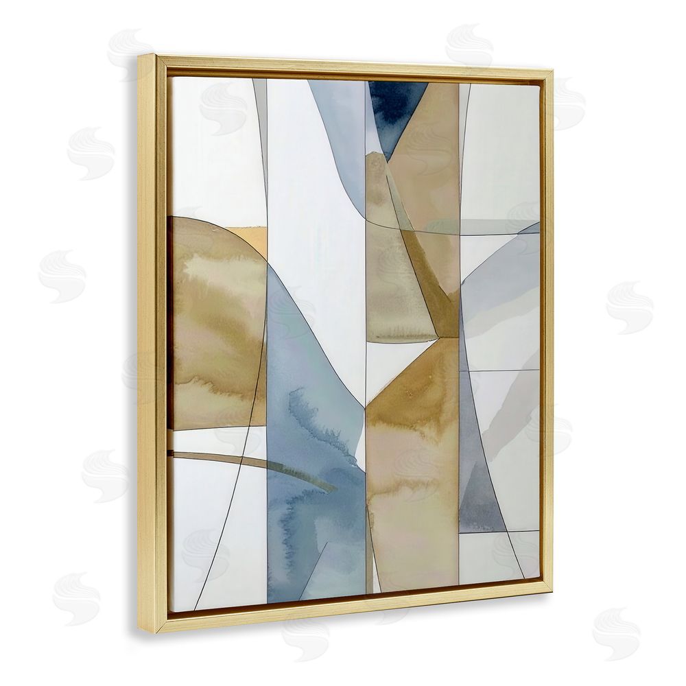 Alonza Saunders Geographic Abstract Sections Gold Floating Frame Canvas Wall Art Print