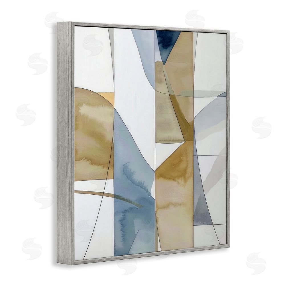Alonza Saunders Geographic Abstract Sections Gray Framed Giclee Wall Art Print