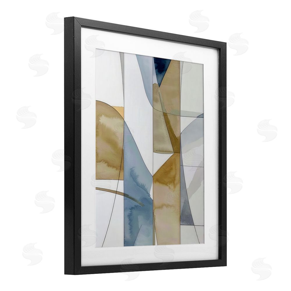 Alonza Saunders Geographic Abstract Sections Black Framed Print Under Glass Wall Art