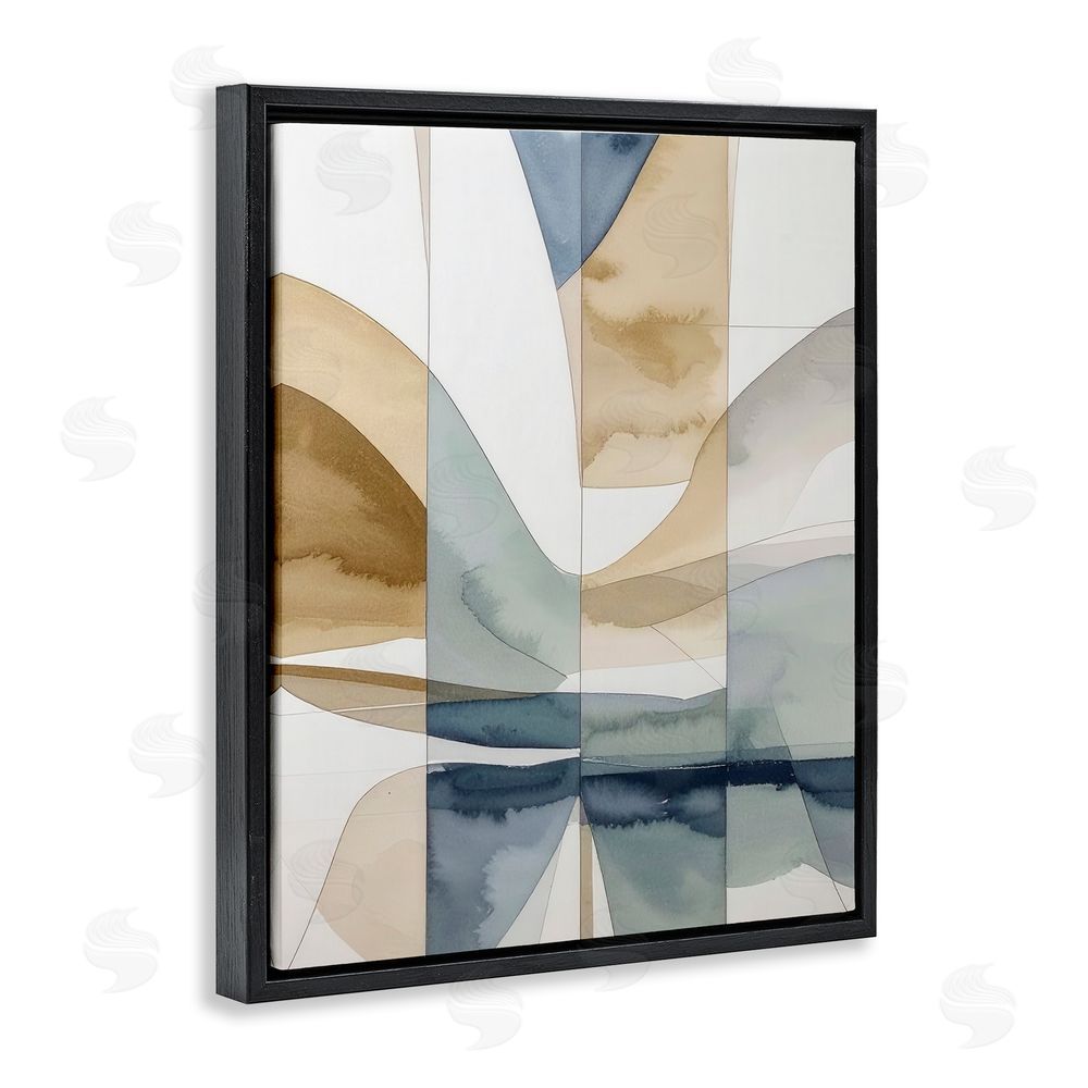 Alonza Saunders Geographic Fluid Abstraction Black Floating Frame Canvas Wall Art Print
