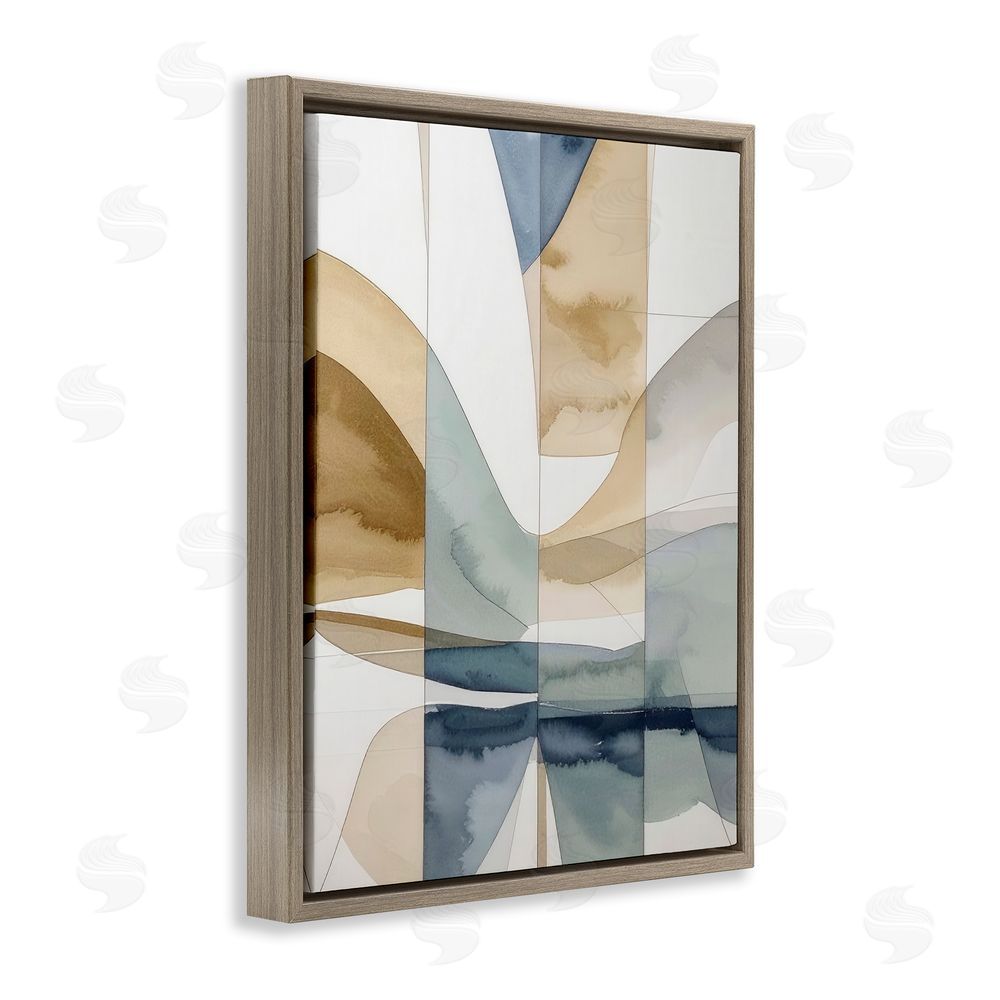 Alonza Saunders Geographic Fluid Abstraction Brown Floating Frame Canvas Wall Art Print