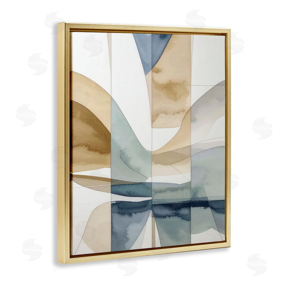 Alonza Saunders Geographic Fluid Abstraction Gold Floating Frame Canvas Wall Art Print