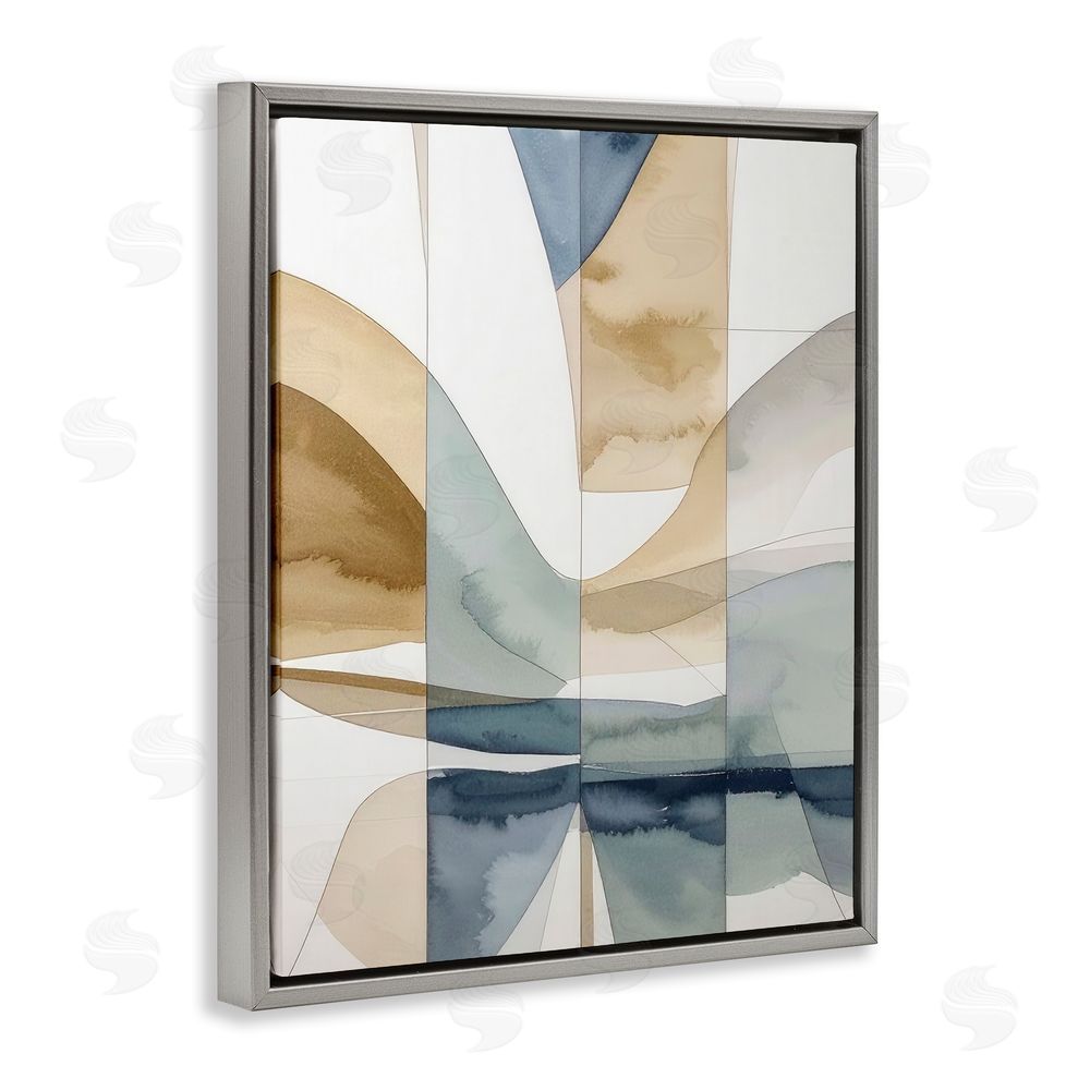 Alonza Saunders Geographic Fluid Abstraction Gray Floating Frame Canvas Wall Art Print