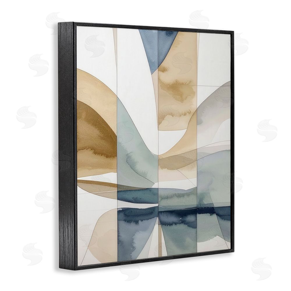 Alonza Saunders Geographic Fluid Abstraction Black Framed Giclee Wall Art Print