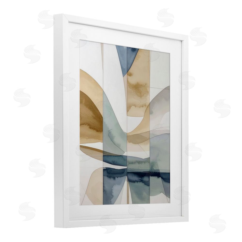 Alonza Saunders Geographic Fluid Abstraction White Framed Print Under Glass Wall Art