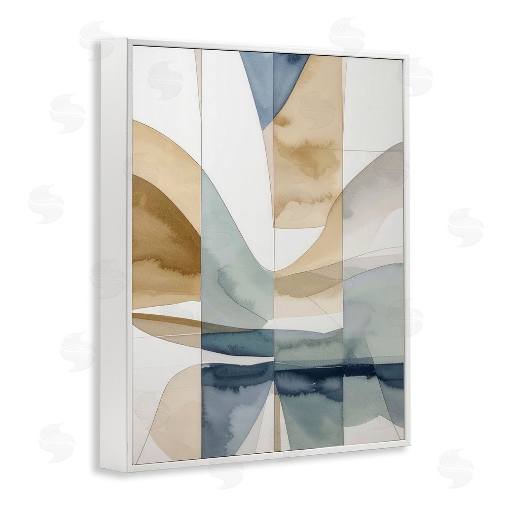 Alonza Saunders Geographic Fluid Abstraction White Framed Giclee Wall Art Print