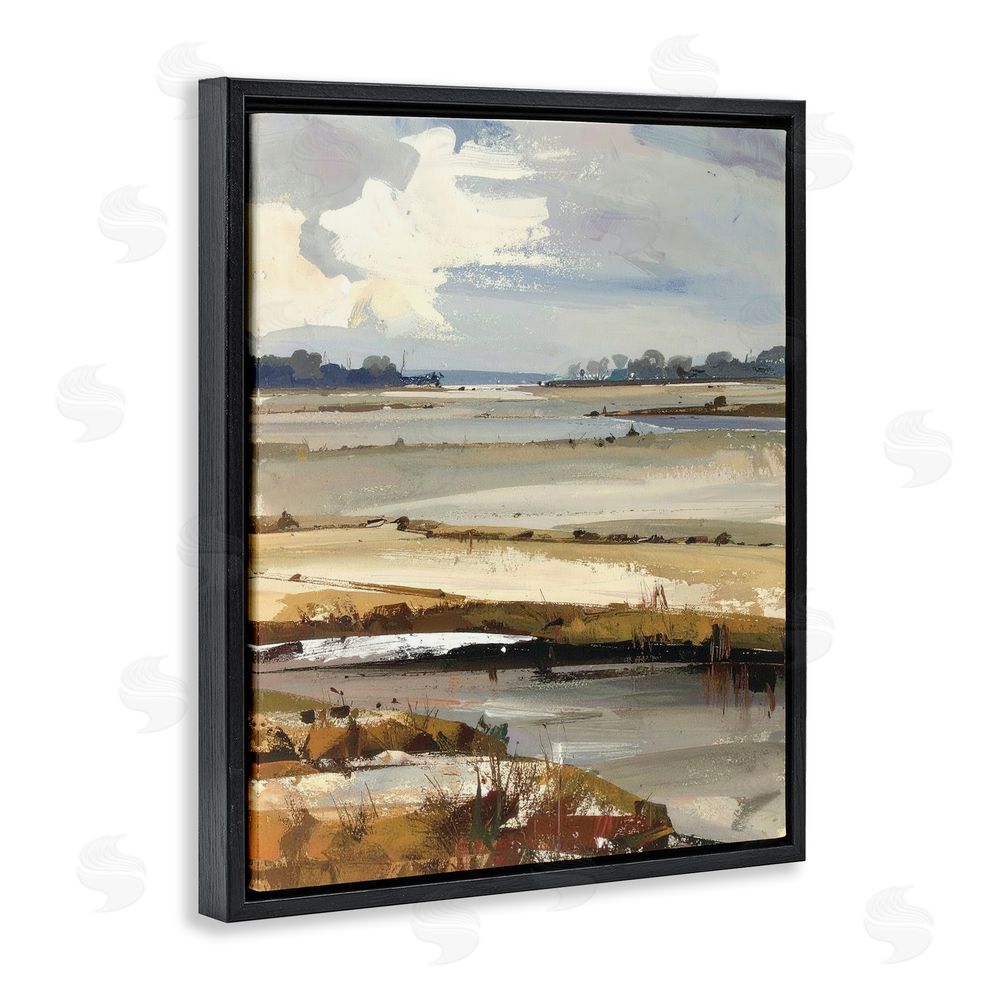 Alonza Saunders Earthy Distant Horizon Black Floating Frame Canvas Wall Art Print