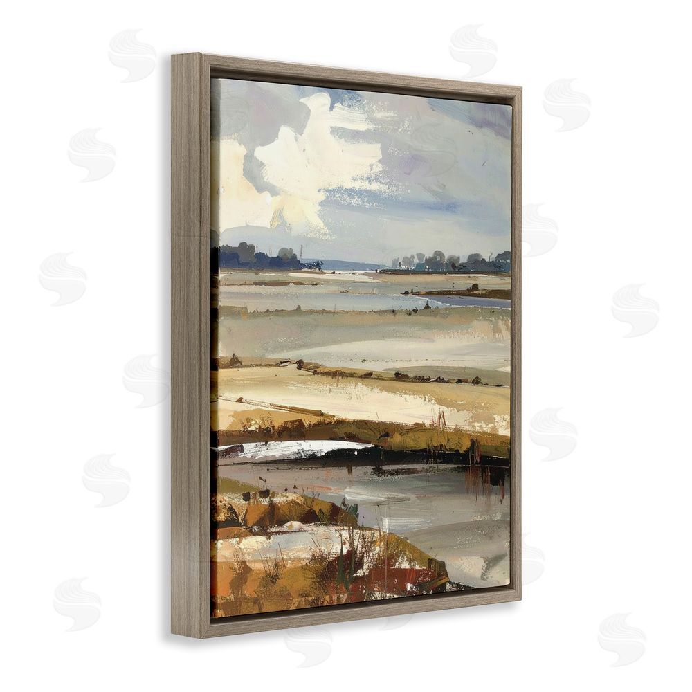 Alonza Saunders Earthy Distant Horizon Brown Floating Frame Canvas Wall Art Print