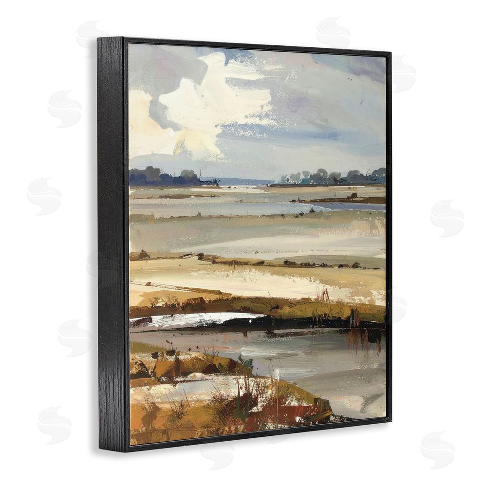 Alonza Saunders Earthy Distant Horizon Black Framed Giclee Wall Art Print