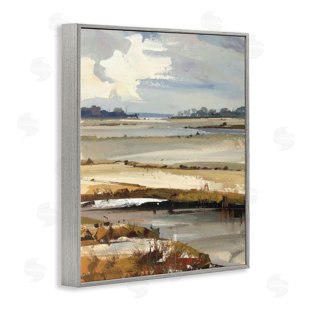 Alonza Saunders Earthy Distant Horizon Gray Framed Giclee Wall Art Print