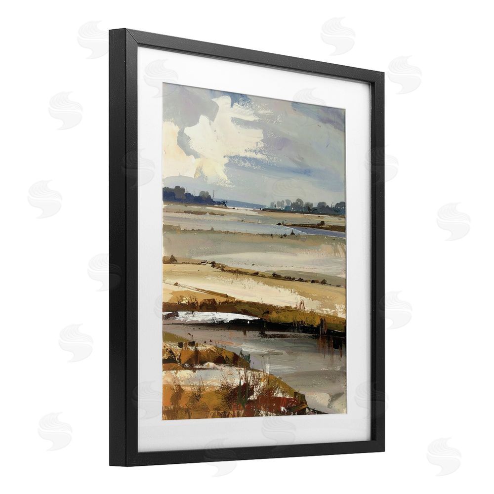 Alonza Saunders Earthy Distant Horizon Black Framed Print Under Glass Wall Art