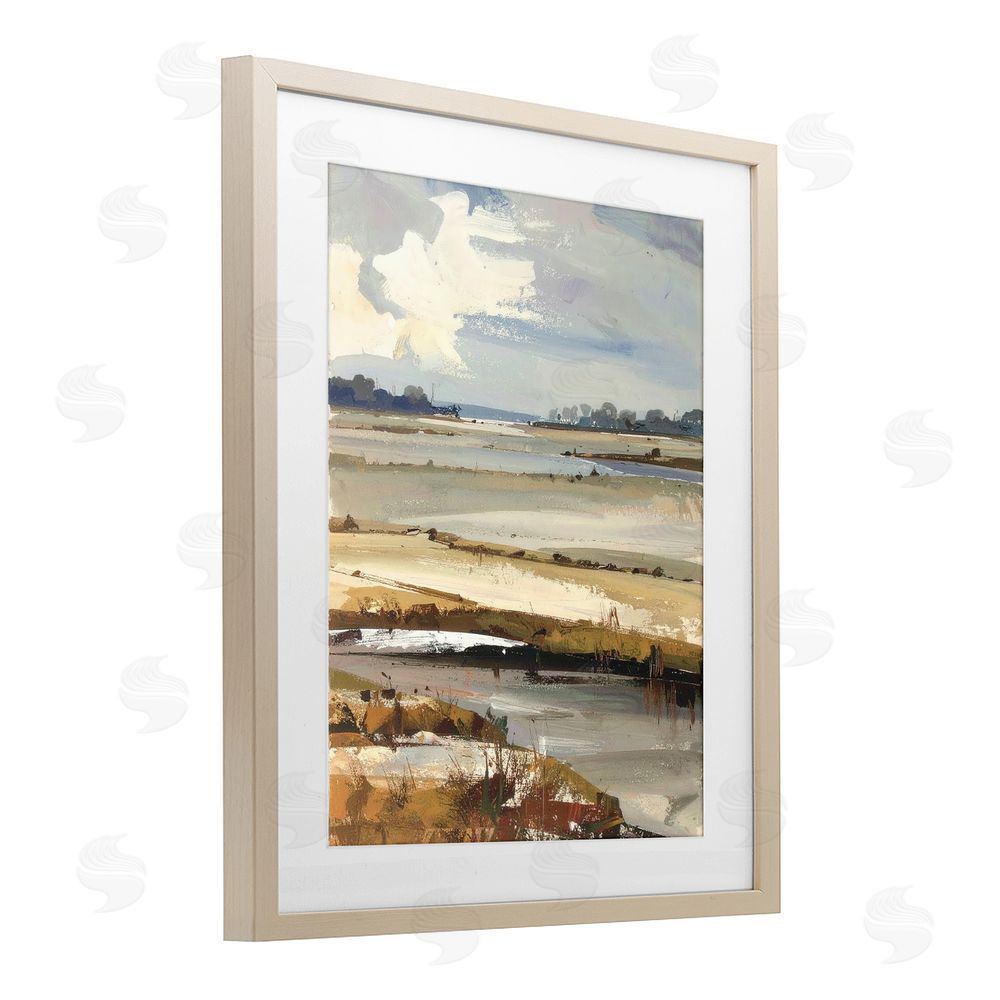 Alonza Saunders Earthy Distant Horizon Brown Framed Print Under Glass Wall Art