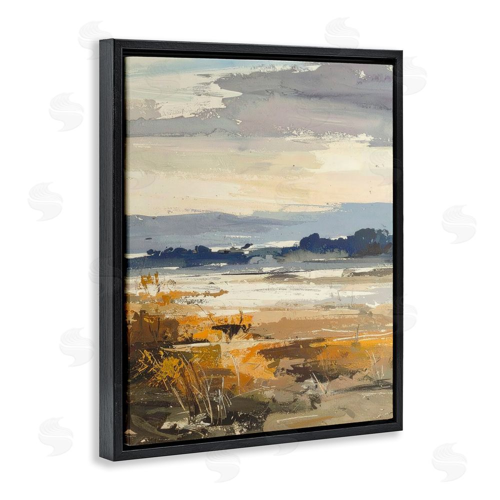 Alonza Saunders Distant Horizon Abstract Black Floating Frame Canvas Wall Art Print