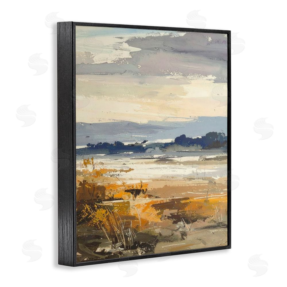 Alonza Saunders Distant Horizon Abstract Black Framed Giclee Wall Art Print