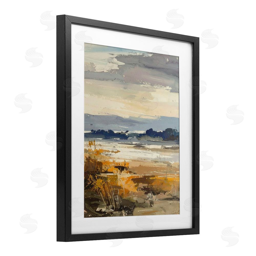 Alonza Saunders Distant Horizon Abstract Black Framed Print Under Glass Wall Art