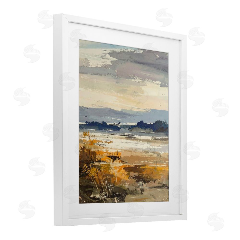 Alonza Saunders Distant Horizon Abstract White Framed Print Under Glass Wall Art