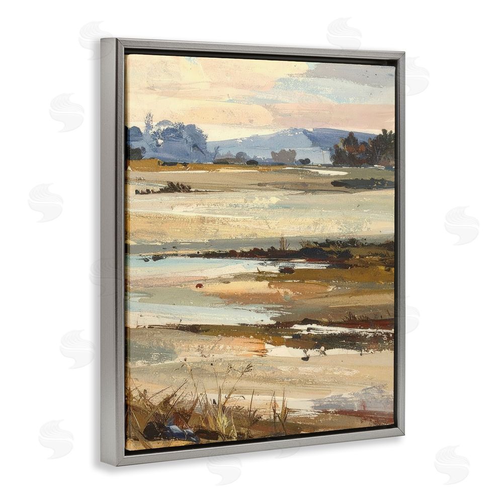 Alonza Saunders Distant Horizon Portrayal Gray Floating Frame Canvas Wall Art Print