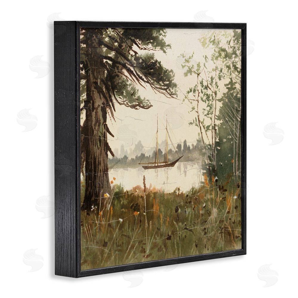 Lula Bijoux & co. Boating View Through Trees Black Framed Giclee Wall Art Print