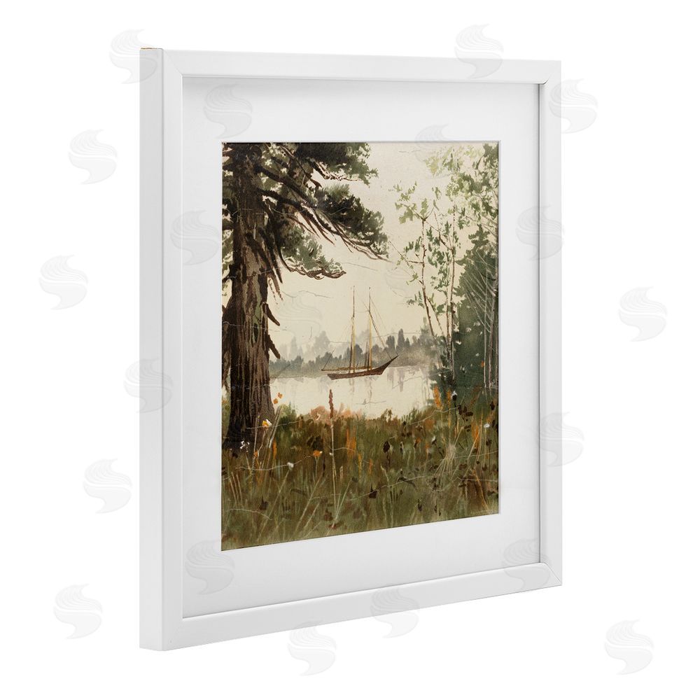 Lula Bijoux & co. Boating View Through Trees White Framed Print Under Glass Wall Art