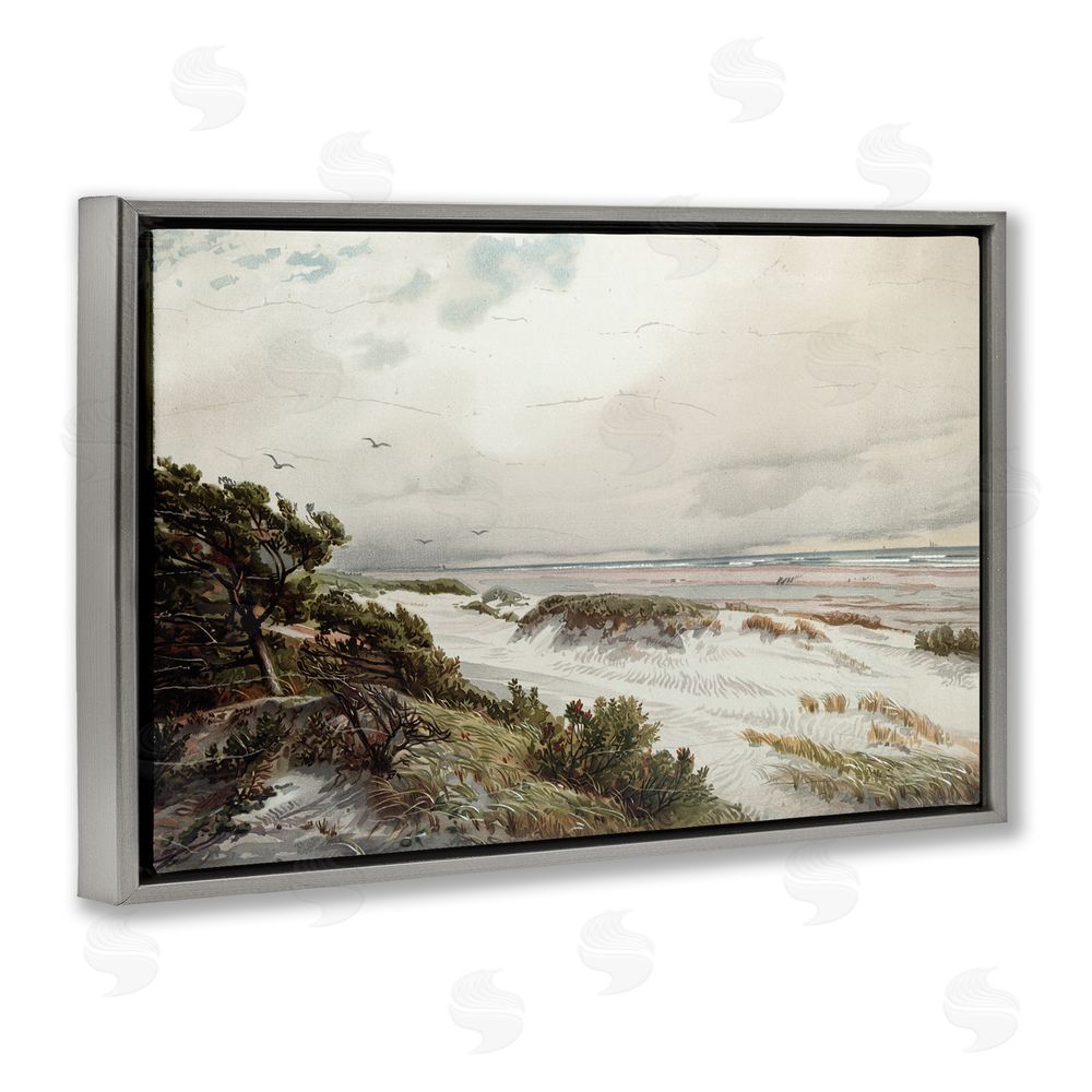 Lula Bijoux & co. Bountiful Success Beach Gray Floating Frame Canvas Wall Art Print